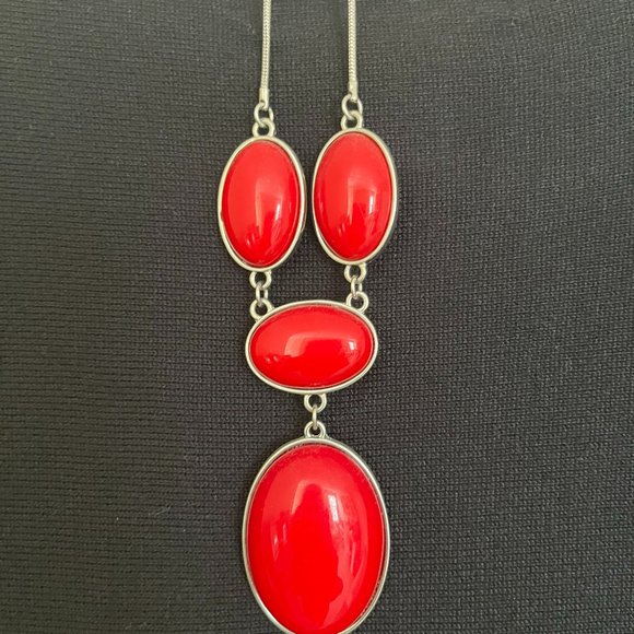 Source Unknown Jewelry Red Silver Necklace Poshmark